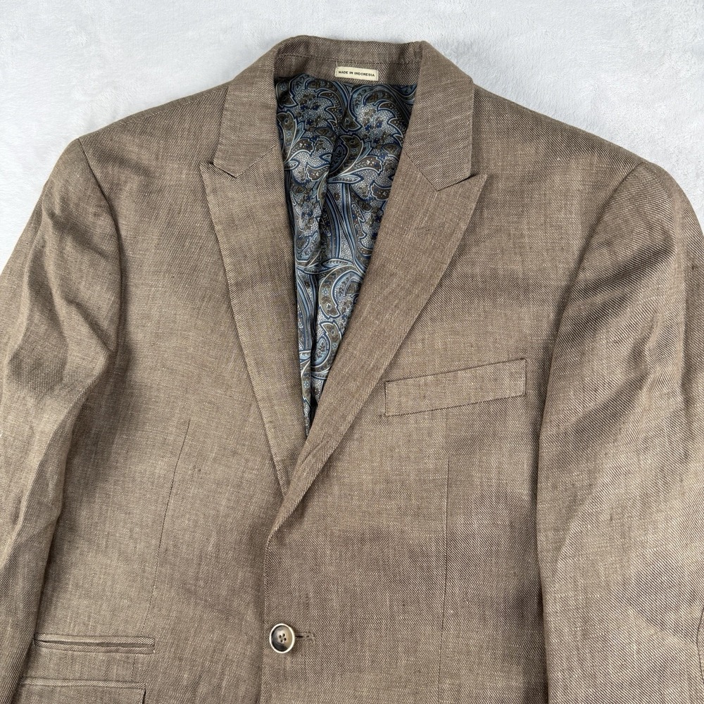 Joseph Abboud Slim Fit Blazer Mens 38R Elbow Patches 100% Linen Sport Coat